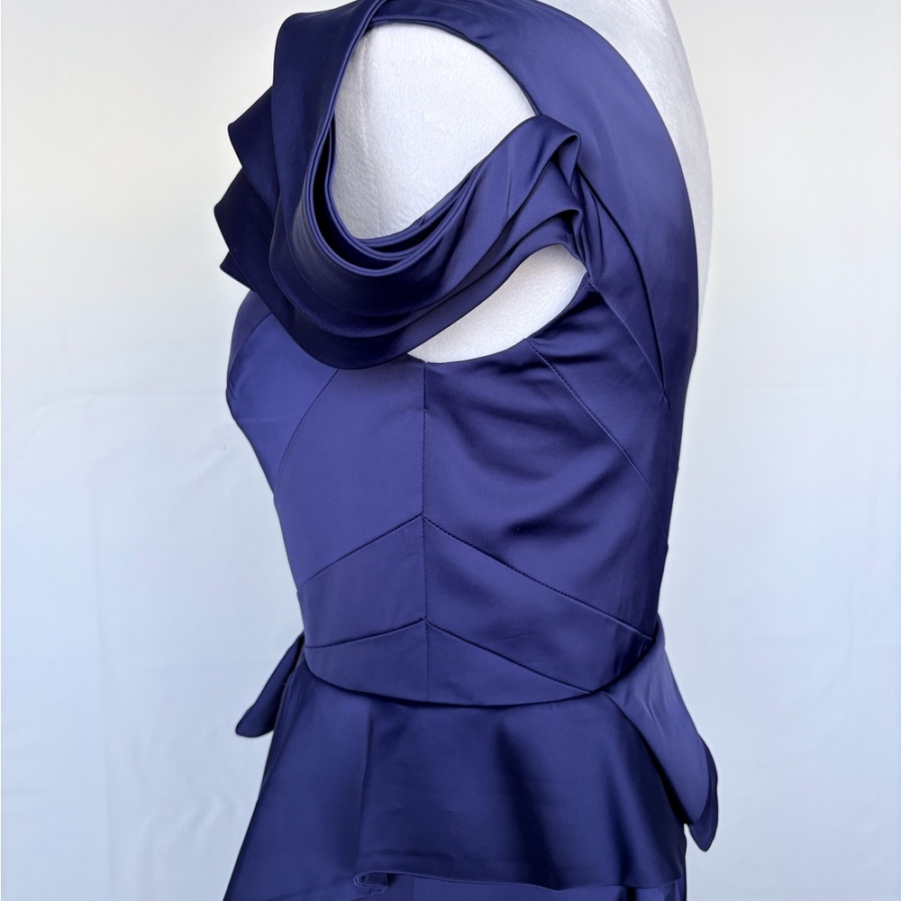 Cartise Satin One Shoulder off Sheath Peplum Purple Party Graduation Dress Sz 8 - Picture 7 of 14